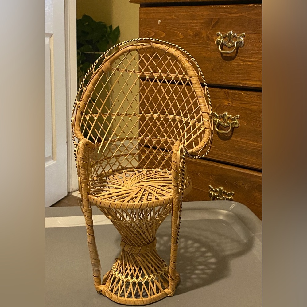 Mini Rattan Chair plant stand